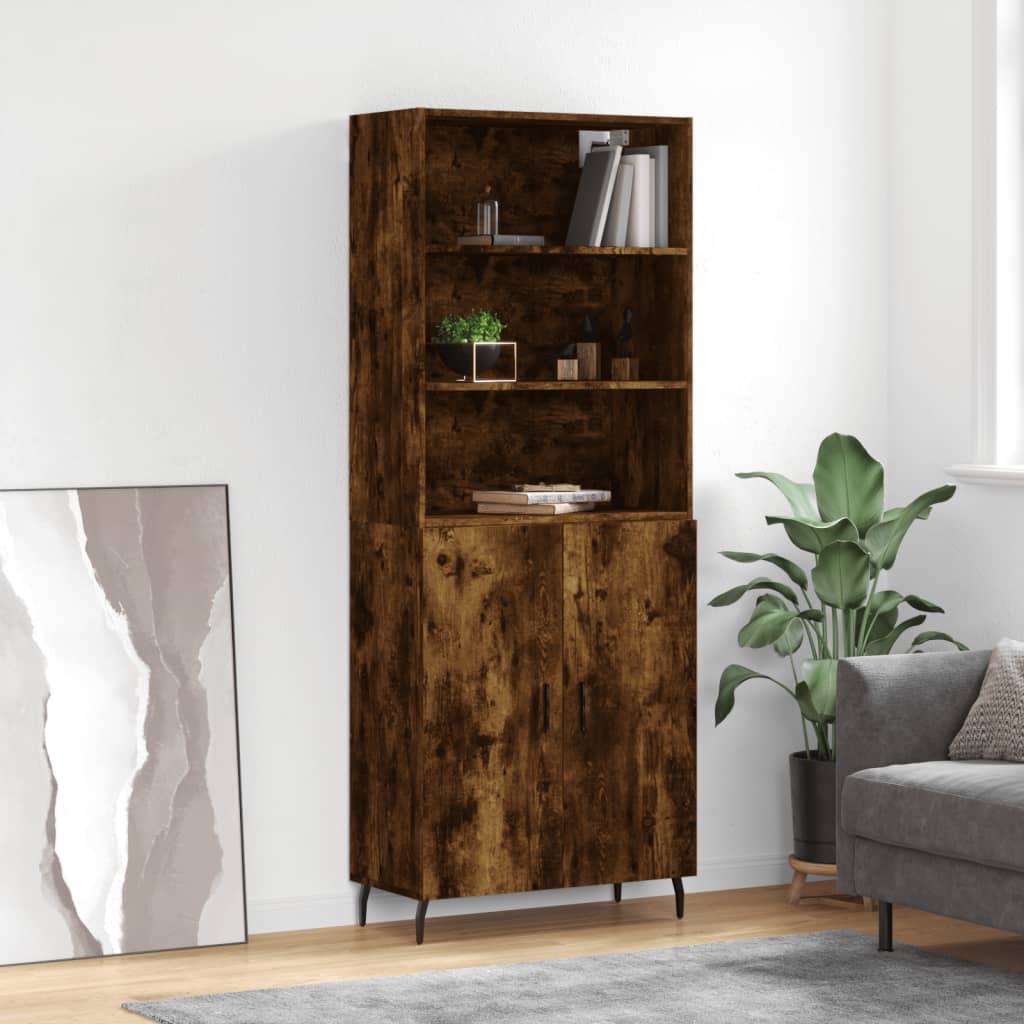 Berkfield Highboard Smoked Oak 69.5x34x180 cm Engineered Wood