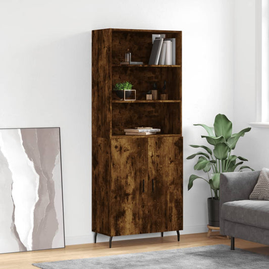 Berkfield Highboard Smoked Oak 69.5x34x180 cm Engineered Wood