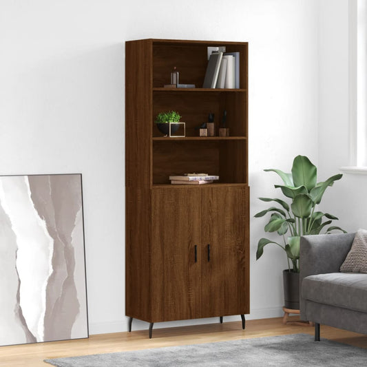 Berkfield Highboard Brown Oak 69.5x34x180 cm Engineered Wood