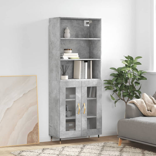 Berkfield Highboard Concrete Grey 69.5x34x180 cm Engineered Wood