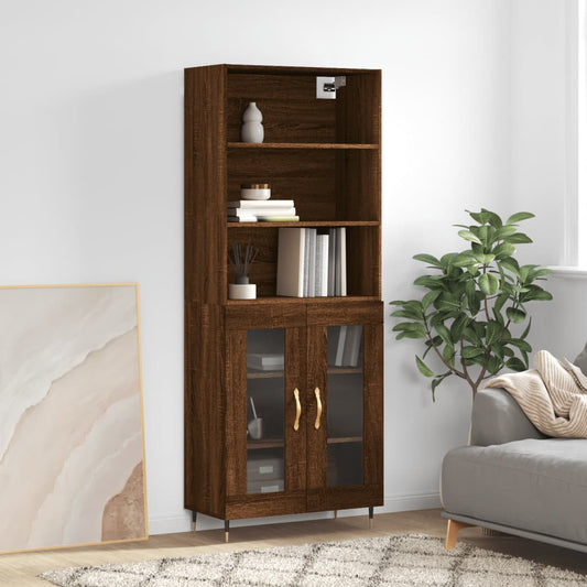 Berkfield Highboard Brown Oak 69.5x34x180 cm Engineered Wood