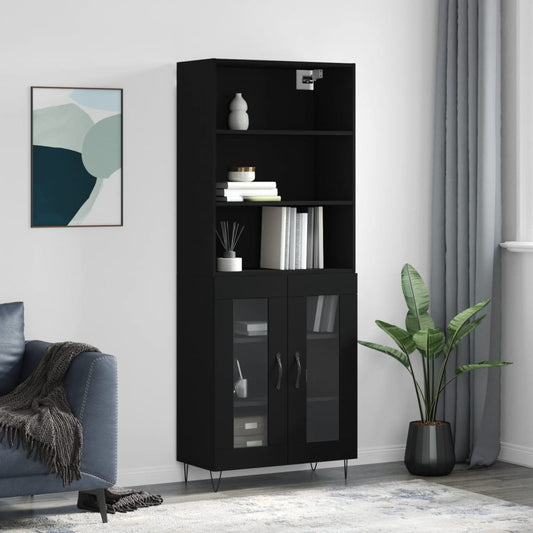 Berkfield Highboard Black 69.5x34x180 cm Engineered Wood