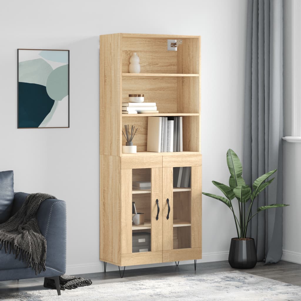 Berkfield Highboard Sonoma Oak 69.5x34x180 cm Engineered Wood