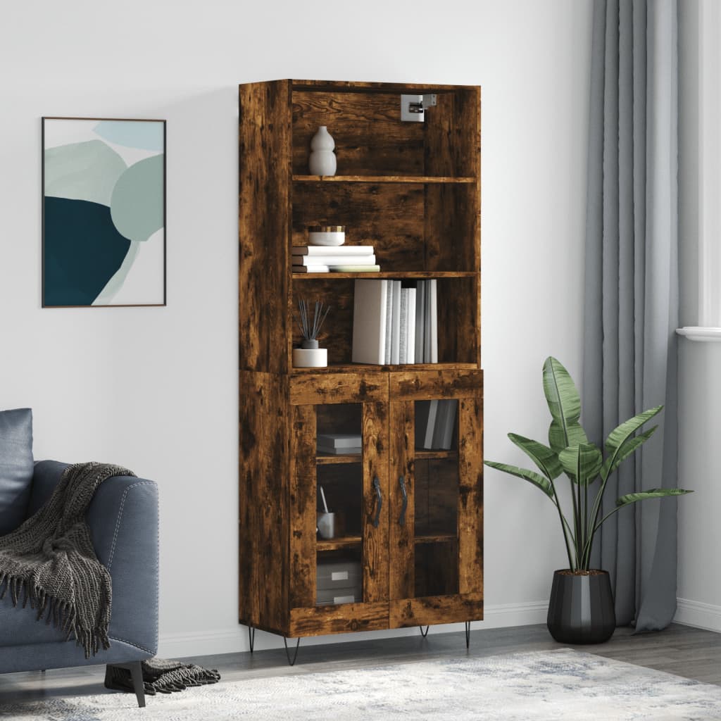 Berkfield Highboard Smoked Oak 69.5x34x180 cm Engineered Wood