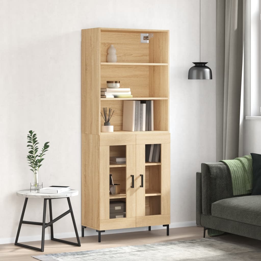 Berkfield Highboard Sonoma Oak 69.5x34x180 cm Engineered Wood