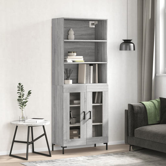 Berkfield Highboard Grey Sonoma 69.5x34x180 cm Engineered Wood