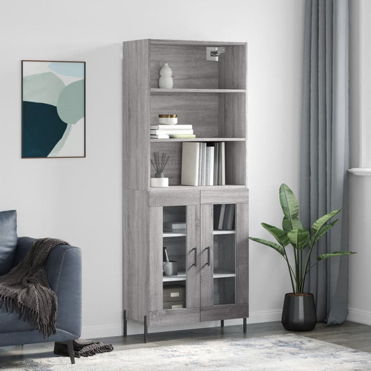 Berkfield Highboard Grey Sonoma 69.5x34x180 cm Engineered Wood