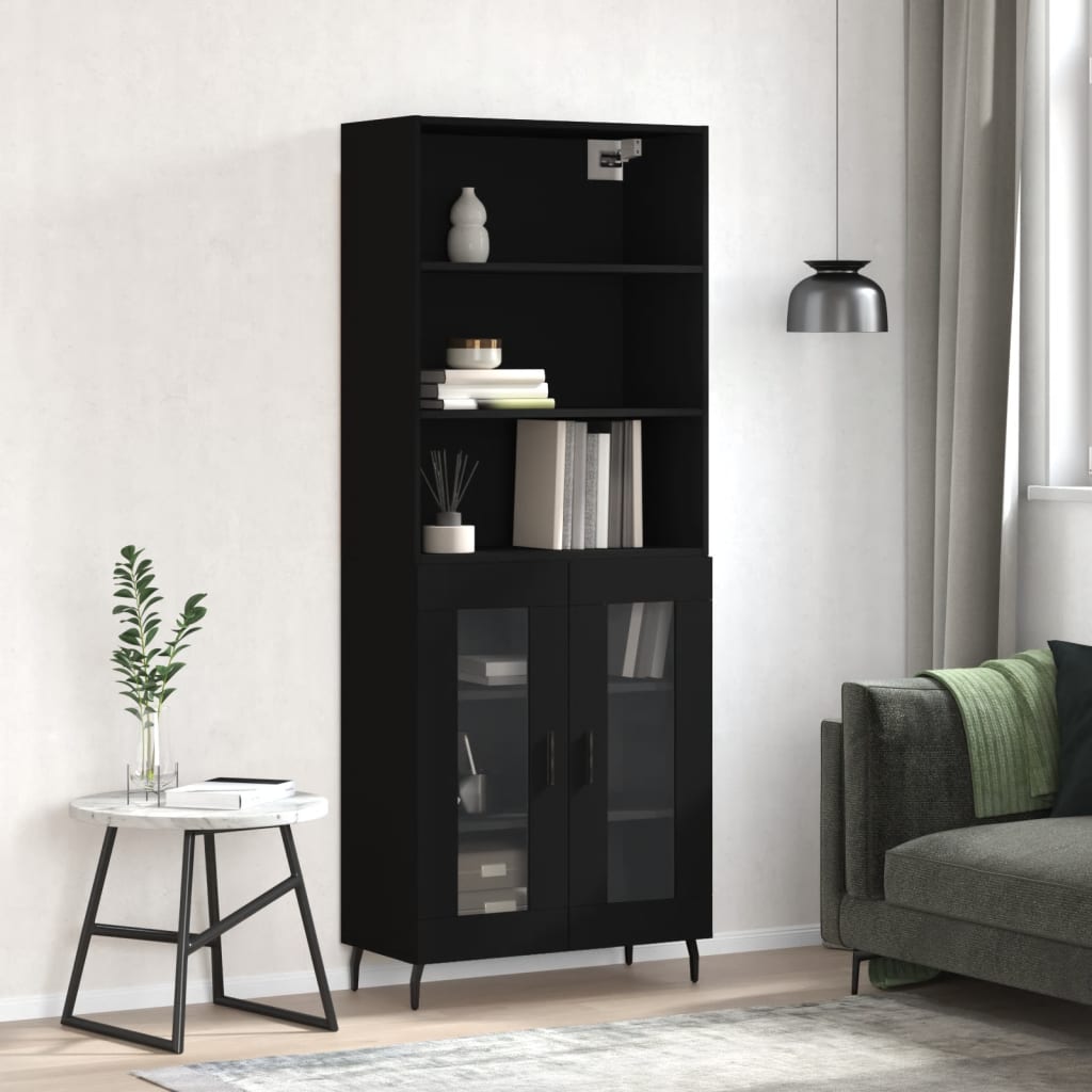 Berkfield Highboard Black 69.5x34x180 cm Engineered Wood