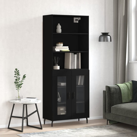 Berkfield Highboard Black 69.5x34x180 cm Engineered Wood