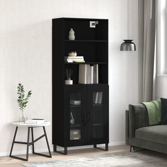 Berkfield Highboard Black 69.5x34x180 cm Engineered Wood