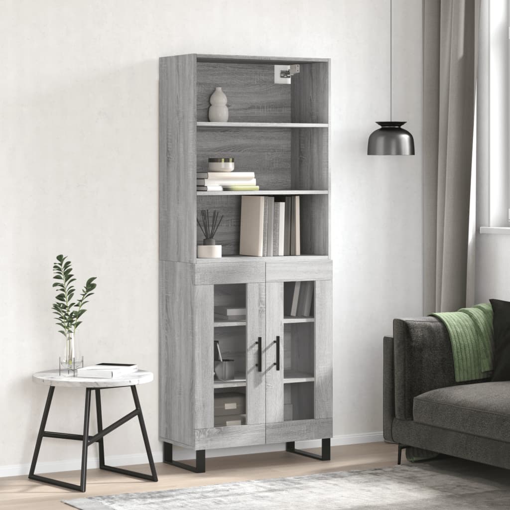 Berkfield Highboard Grey Sonoma 69.5x34x180 cm Engineered Wood