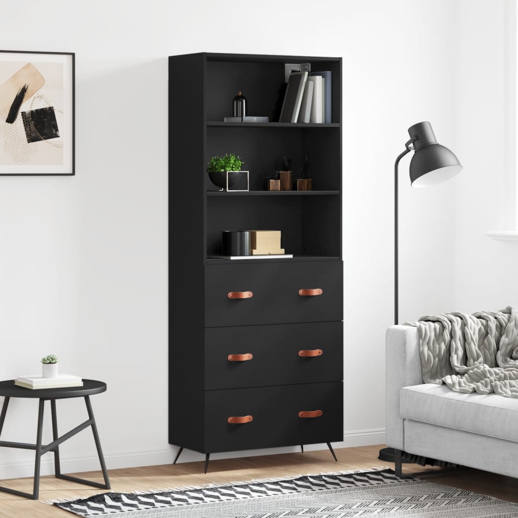 Berkfield Highboard Black 69.5x34x180 cm Engineered Wood