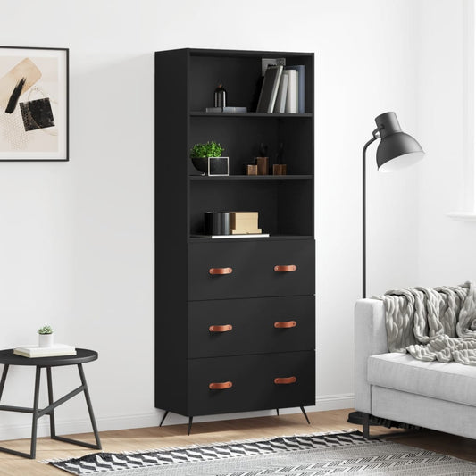 Berkfield Highboard Black 69.5x34x180 cm Engineered Wood