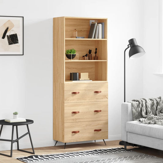 Berkfield Highboard Sonoma Oak 69.5x34x180 cm Engineered Wood
