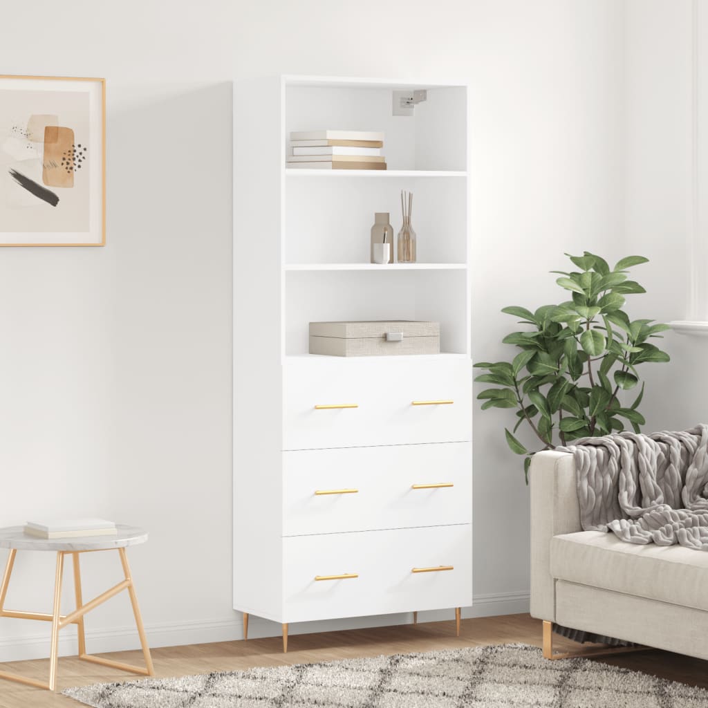 Berkfield Highboard White 69.5x34x180 cm Engineered Wood