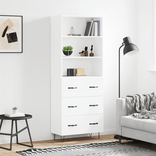 Berkfield Highboard White 69.5x34x180 cm Engineered Wood