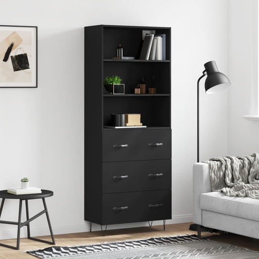 Berkfield Highboard Black 69.5x34x180 cm Engineered Wood