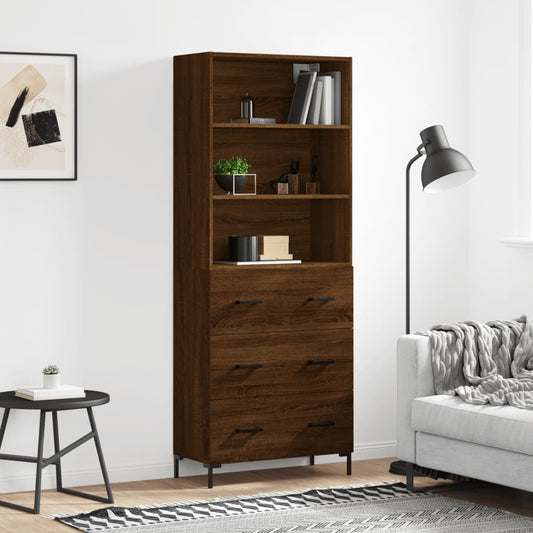 Berkfield Highboard Brown Oak 69.5x34x180 cm Engineered Wood