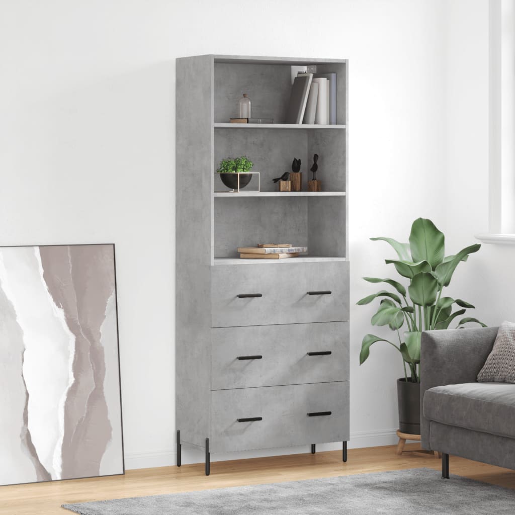 Berkfield Highboard Concrete Grey 69.5x34x180 cm Engineered Wood