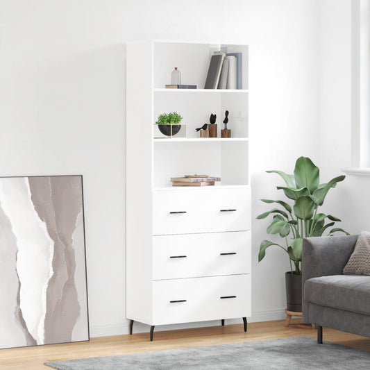 Berkfield Highboard High Gloss White 69.5x34x180 cm Engineered Wood