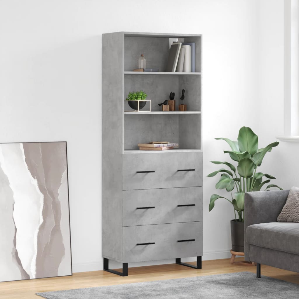 Berkfield Highboard Concrete Grey 69.5x34x180 cm Engineered Wood