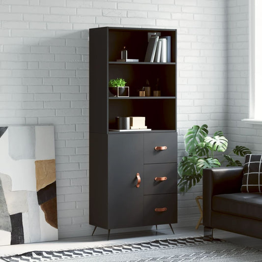 Berkfield Highboard Black 69.5x34x180 cm Engineered Wood