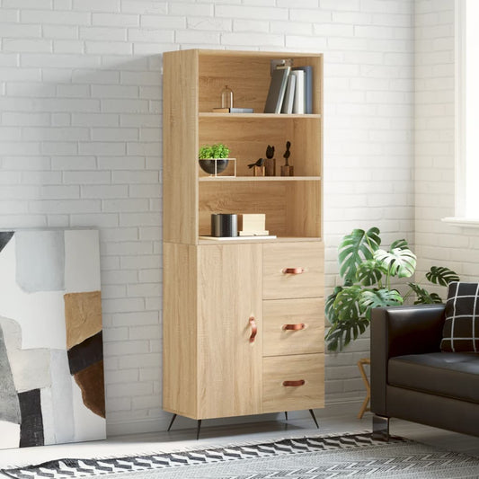 Berkfield Highboard Sonoma Oak 69.5x34x180 cm Engineered Wood