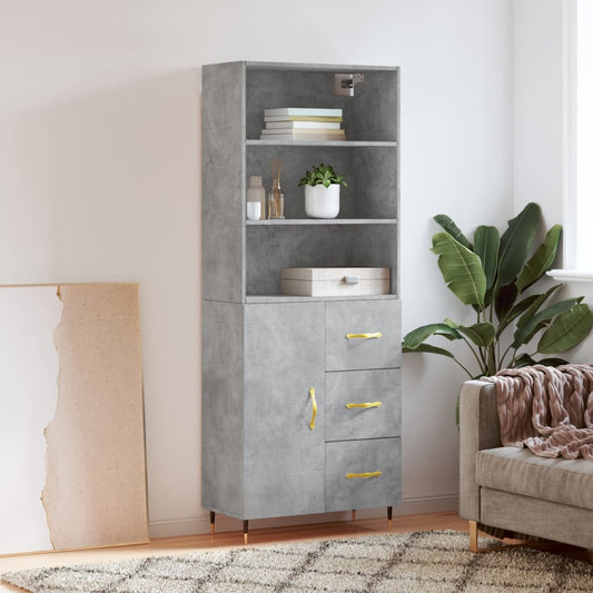Berkfield Highboard Concrete Grey 69.5x34x180 cm Engineered Wood