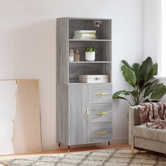 Berkfield Highboard Grey Sonoma 69.5x34x180 cm Engineered Wood