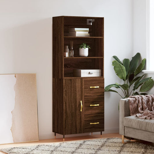 Berkfield Highboard Brown Oak 69.5x34x180 cm Engineered Wood