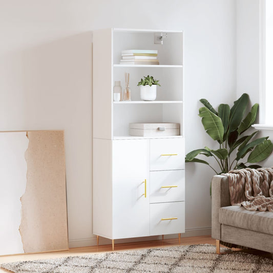 Berkfield Highboard High Gloss White 69.5x34x180 cm Engineered Wood