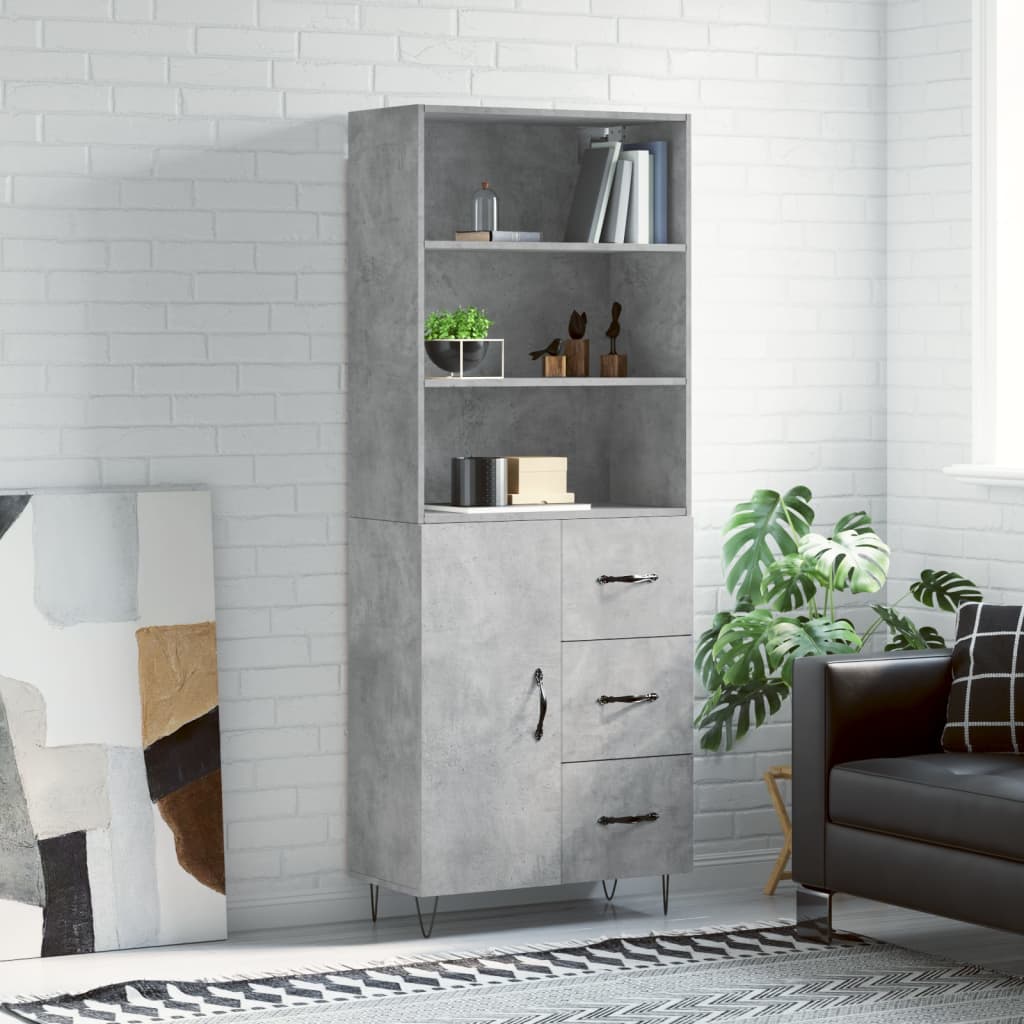 Berkfield Highboard Concrete Grey 69.5x34x180 cm Engineered Wood