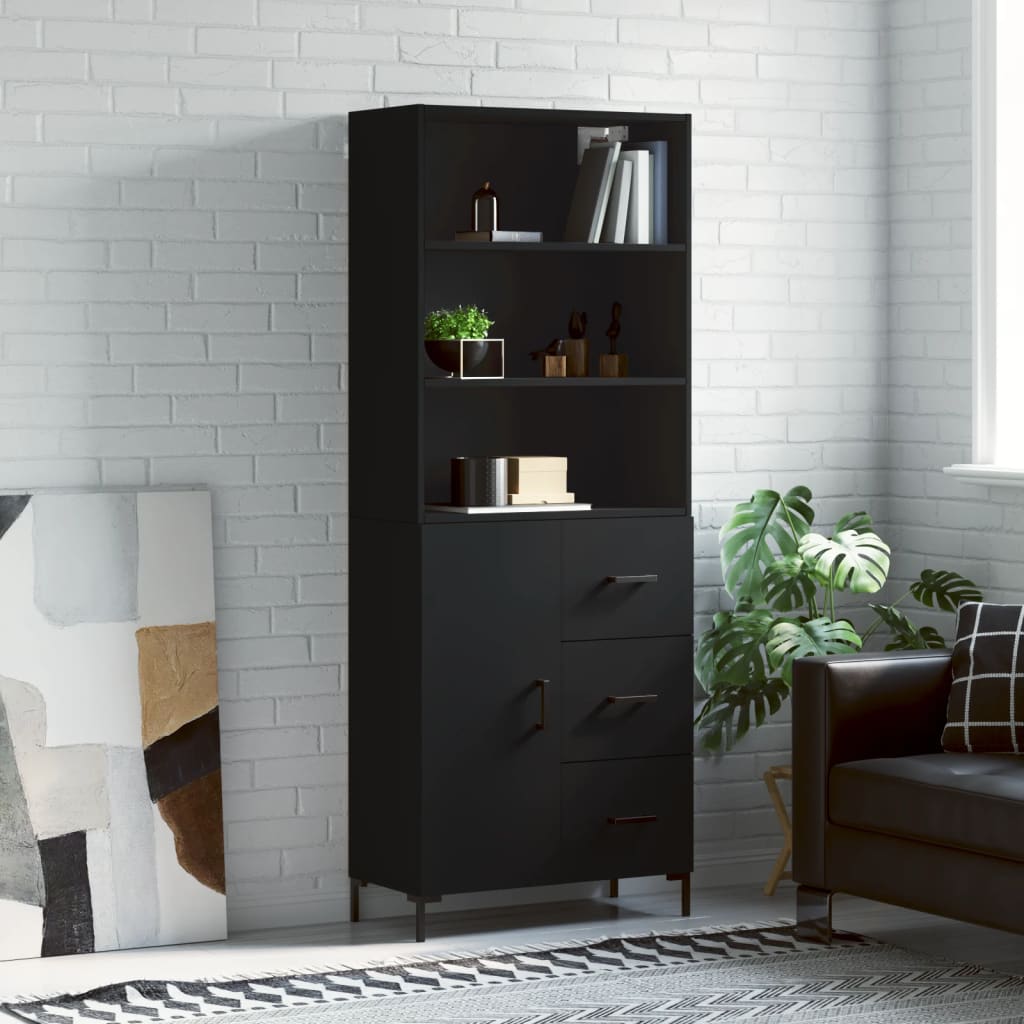 Berkfield Highboard Black 69.5x34x180 cm Engineered Wood