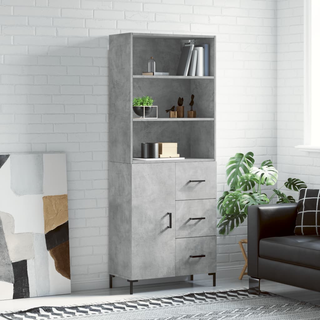 Berkfield Highboard Concrete Grey 69.5x34x180 cm Engineered Wood