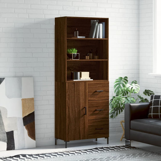 Berkfield Highboard Brown Oak 69.5x34x180 cm Engineered Wood