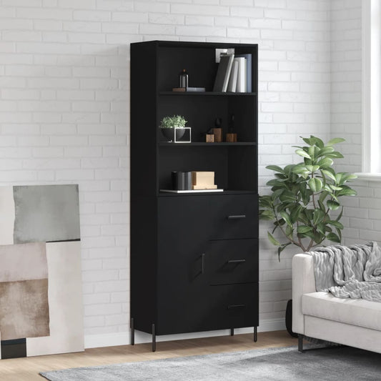 Berkfield Highboard Black 69.5x34x180 cm Engineered Wood