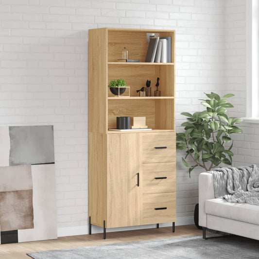 Berkfield Highboard Sonoma Oak 69.5x34x180 cm Engineered Wood