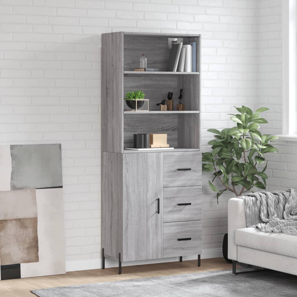 Berkfield Highboard Grey Sonoma 69.5x34x180 cm Engineered Wood