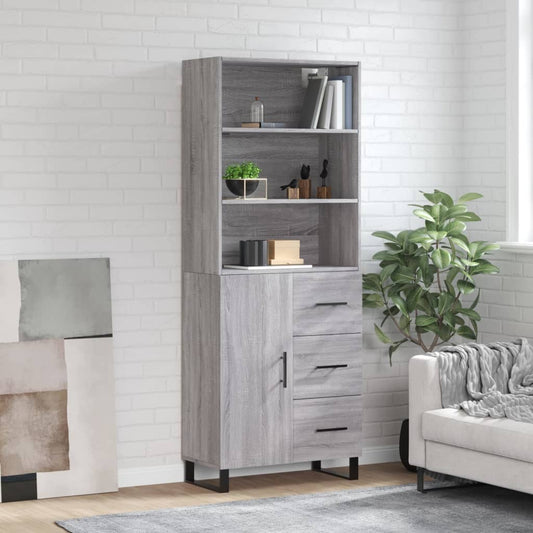 Berkfield Highboard Grey Sonoma 69.5x34x180 cm Engineered Wood
