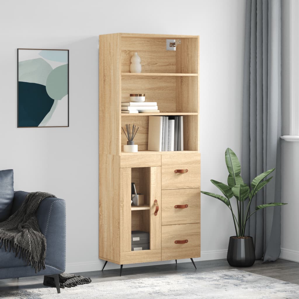 Berkfield Highboard Sonoma Oak 69.5x34x180 cm Engineered Wood