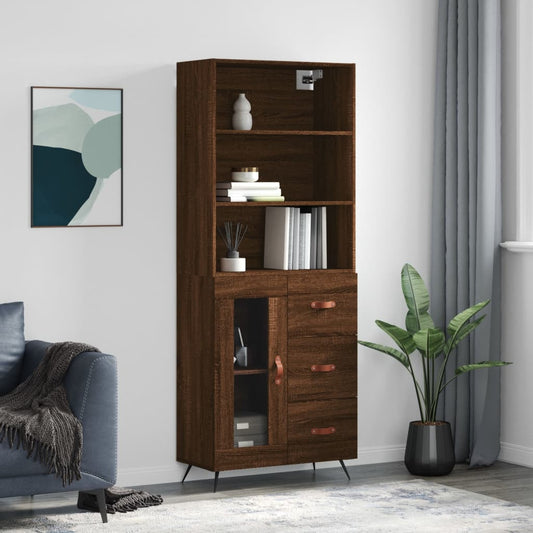 Berkfield Highboard Brown Oak 69.5x34x180 cm Engineered Wood