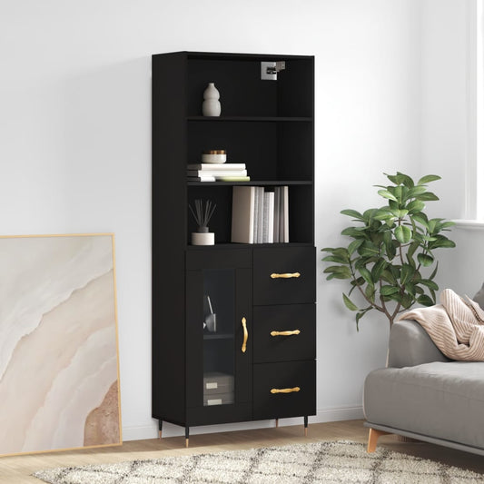 Berkfield Highboard Black 69.5x34x180 cm Engineered Wood