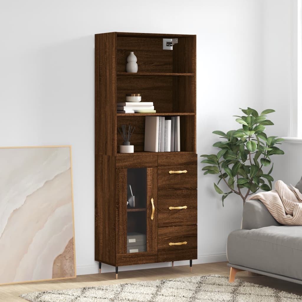 Berkfield Highboard Brown Oak 69.5x34x180 cm Engineered Wood
