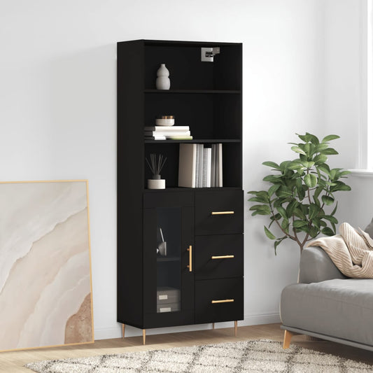 Berkfield Highboard Black 69.5x34x180 cm Engineered Wood