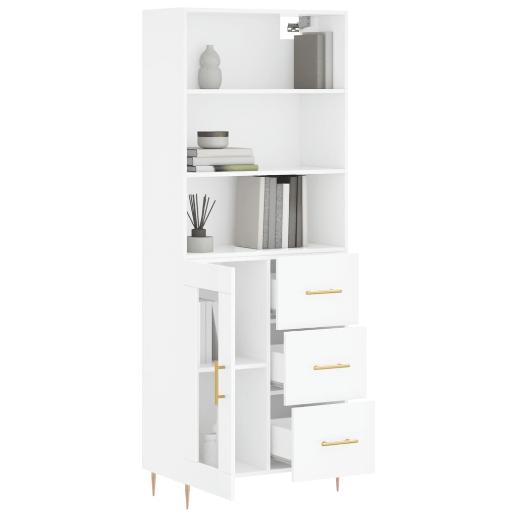 Berkfield Highboard High Gloss White 69.5x34x180 cm Engineered Wood