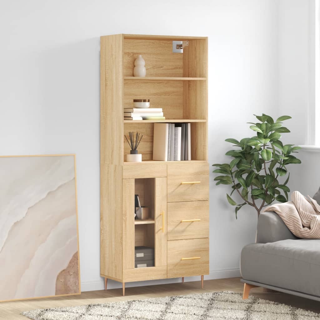 Berkfield Highboard Sonoma Oak 69.5x34x180 cm Engineered Wood