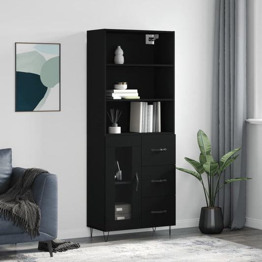 Berkfield Highboard Black 69.5x34x180 cm Engineered Wood