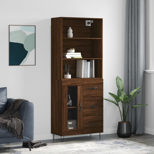 Berkfield Highboard Brown Oak 69.5x34x180 cm Engineered Wood
