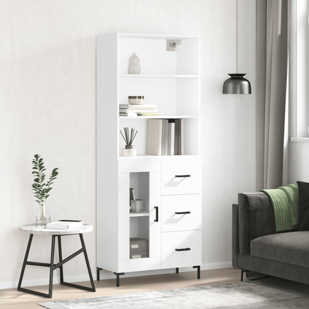 Berkfield Highboard High Gloss White 69.5x34x180 cm Engineered Wood