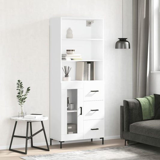 Berkfield Highboard High Gloss White 69.5x34x180 cm Engineered Wood